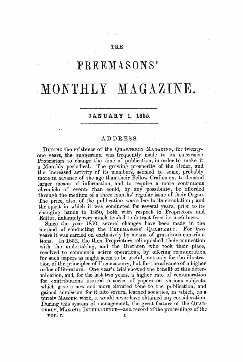 The Freemasons' Monthly Magazine