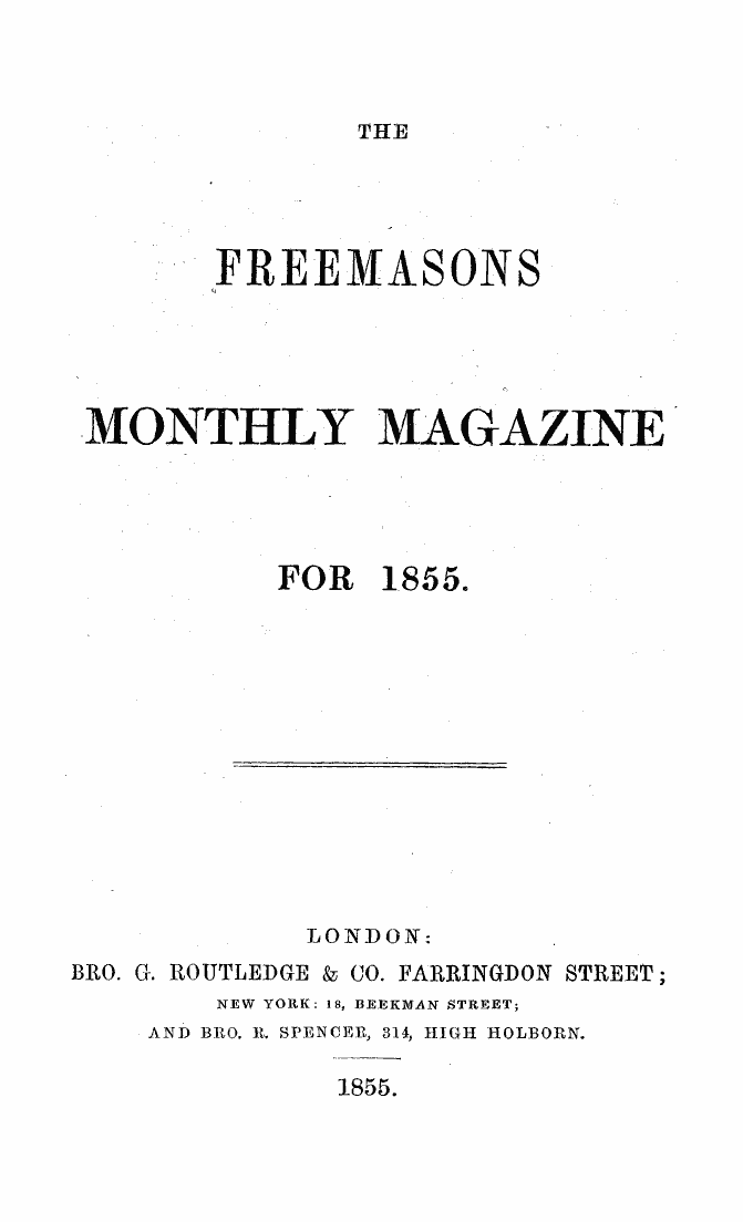 The Freemasons' Monthly Magazine