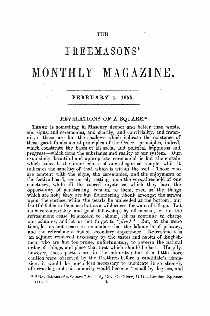 The Freemasons' Monthly Magazine