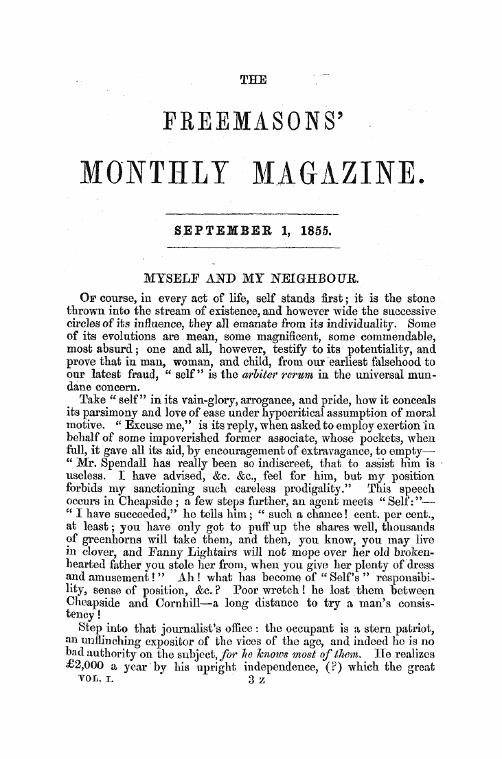 The Freemasons' Monthly Magazine