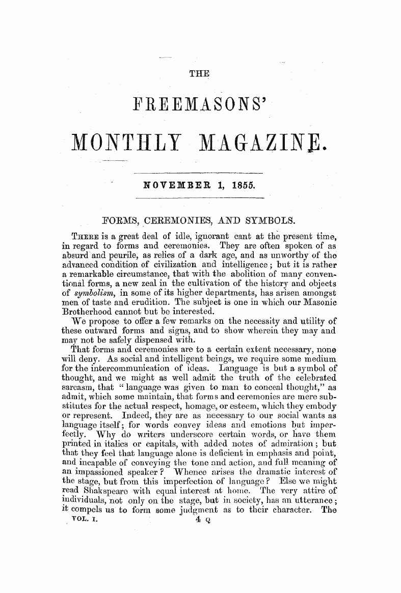 The Freemasons' Monthly Magazine