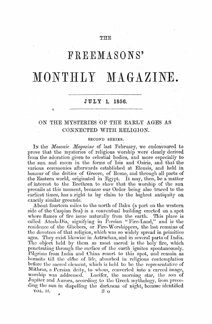 The Freemasons' Monthly Magazine