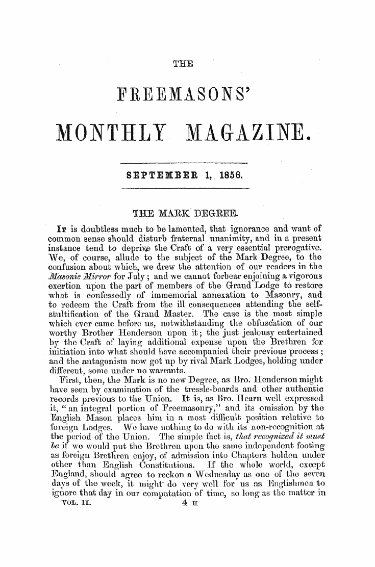 The Freemasons' Monthly Magazine
