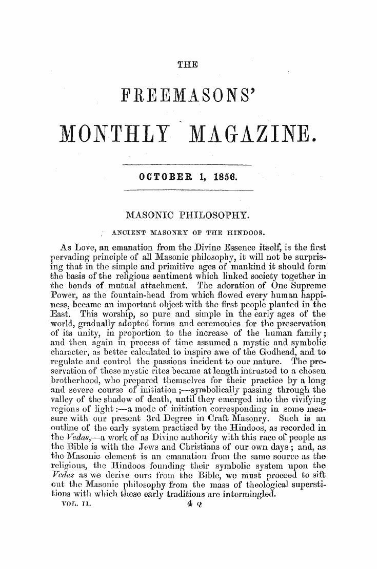 The Freemasons' Monthly Magazine