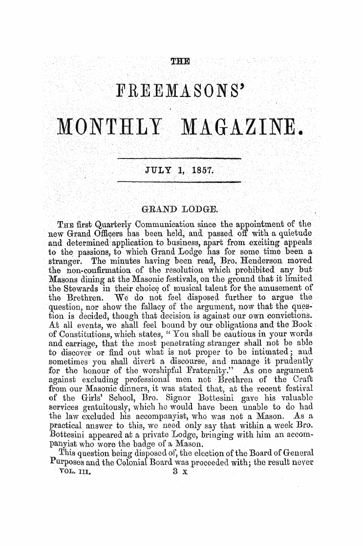 The Freemasons' Monthly Magazine