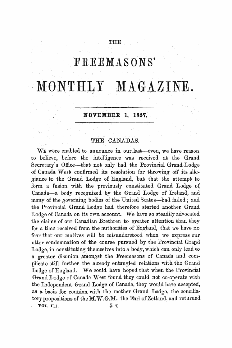 The Freemasons' Monthly Magazine
