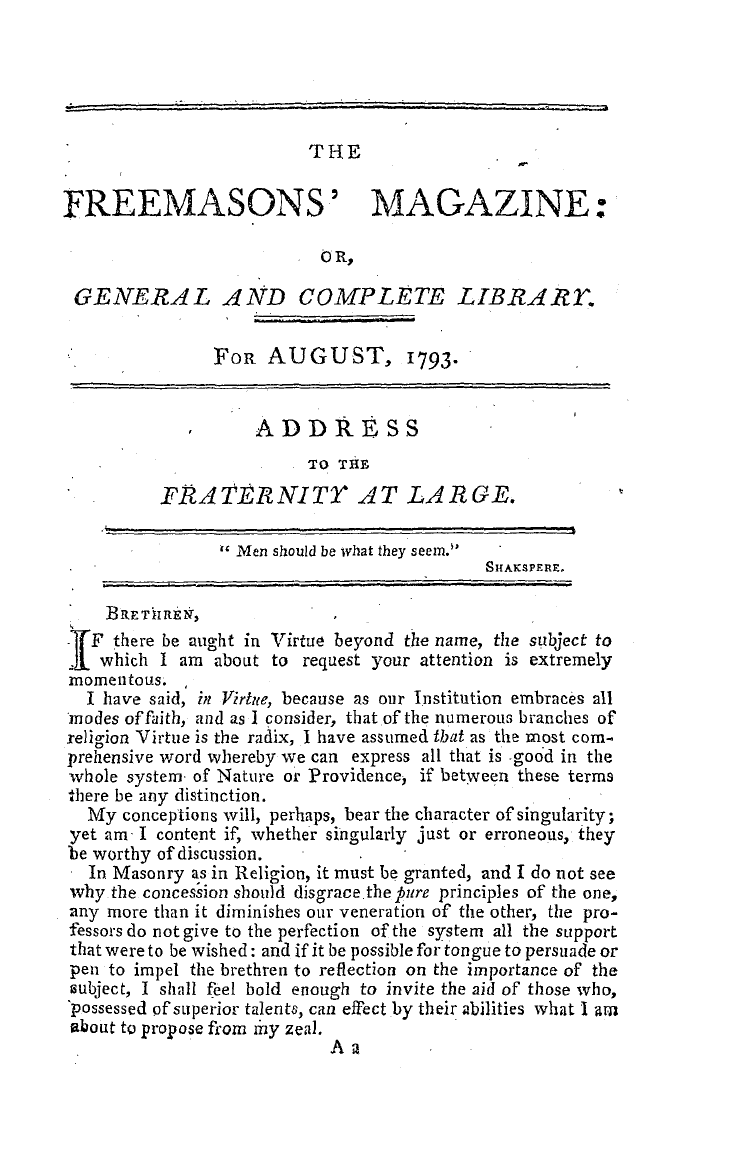 The Freemasons' Magazine