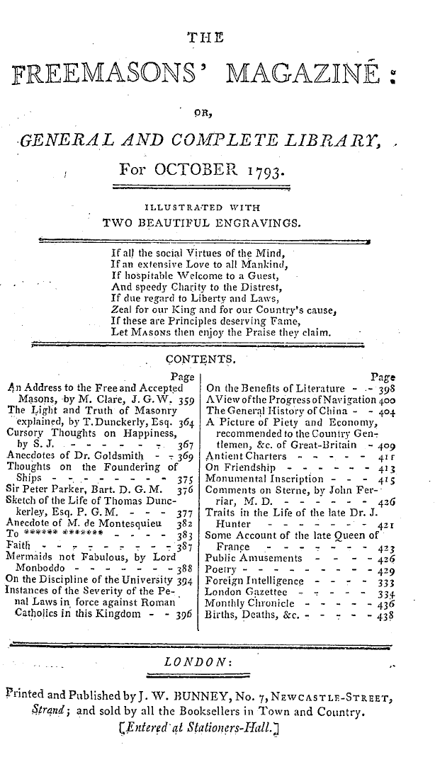 The Freemasons' Magazine