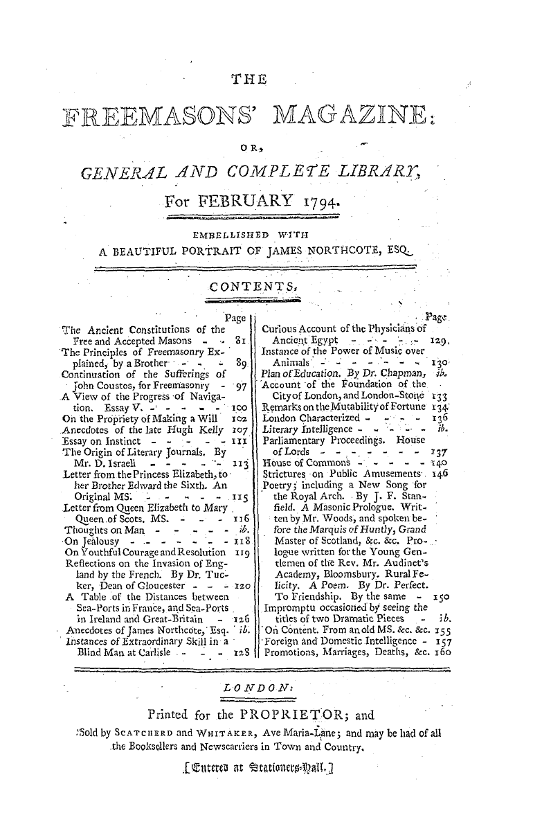 The Freemasons' Magazine