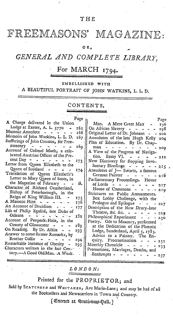 The Freemasons' Magazine