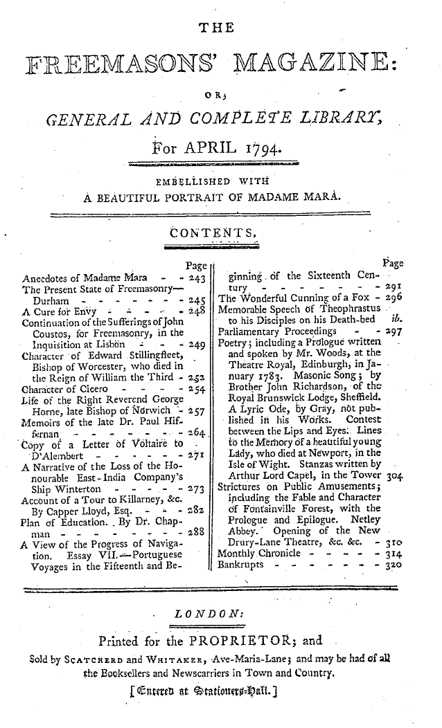 The Freemasons' Magazine