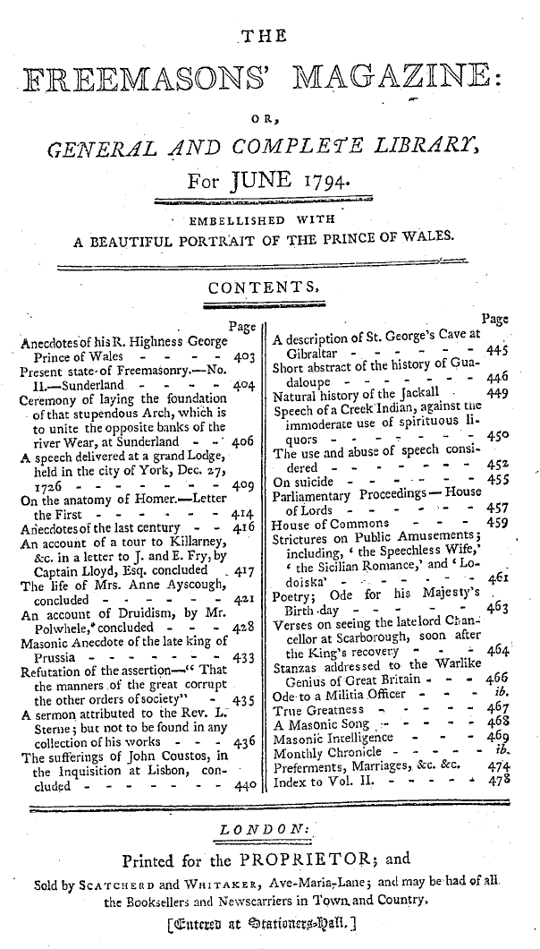 The Freemasons' Magazine