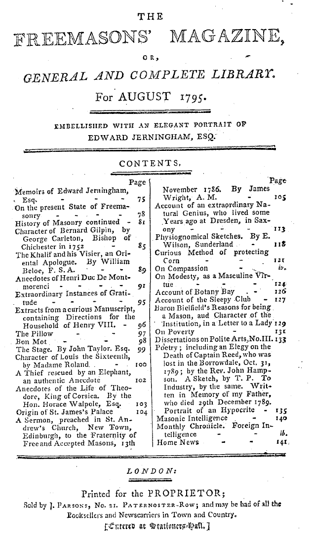 The Freemasons' Magazine