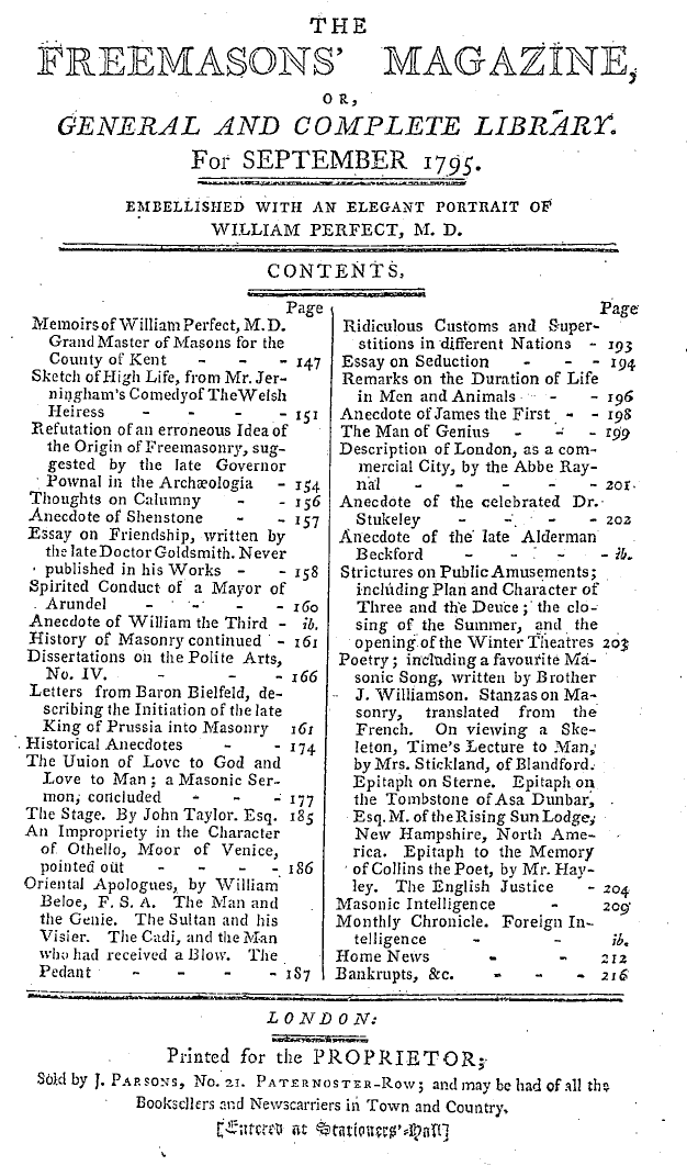 The Freemasons' Magazine