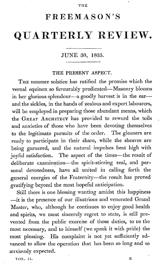 The Freemasons' Quarterly Review