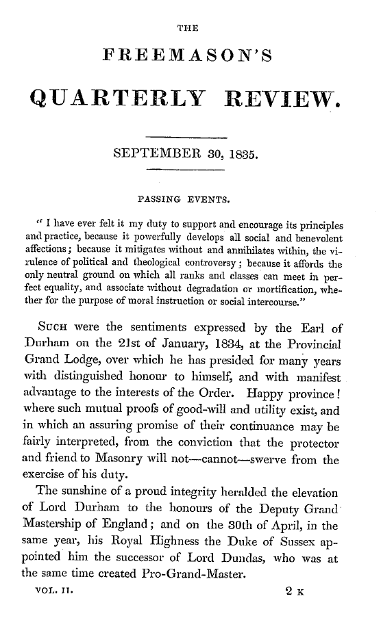 The Freemasons' Quarterly Review