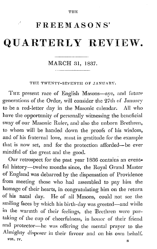 The Freemasons' Quarterly Review