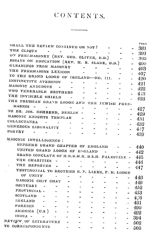 The Freemasons' Quarterly Review