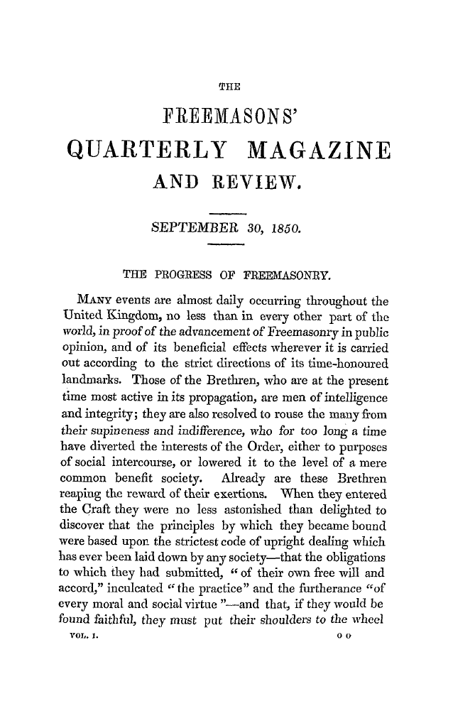 The Freemasons' Quarterly Review