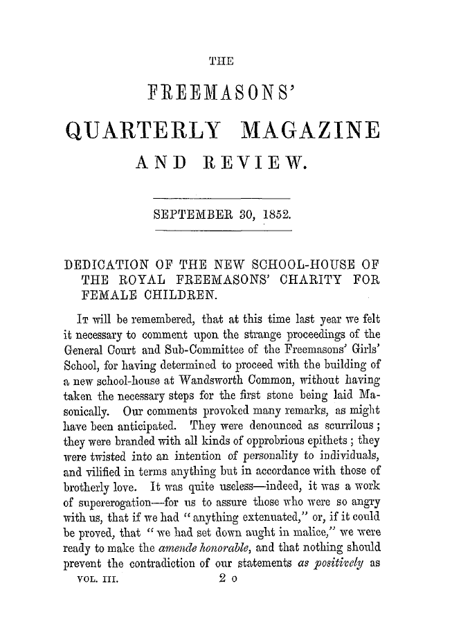The Freemasons' Quarterly Review