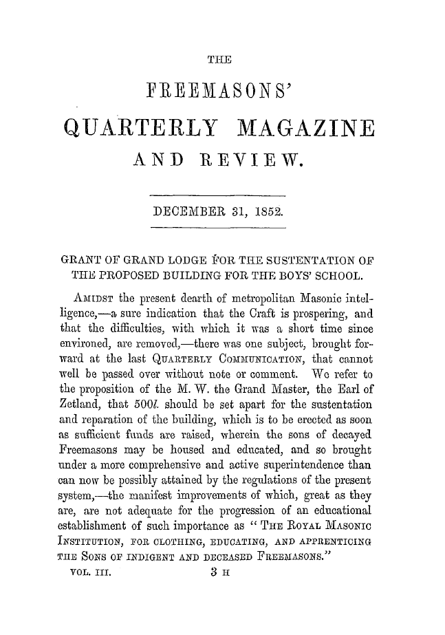 The Freemasons' Quarterly Review