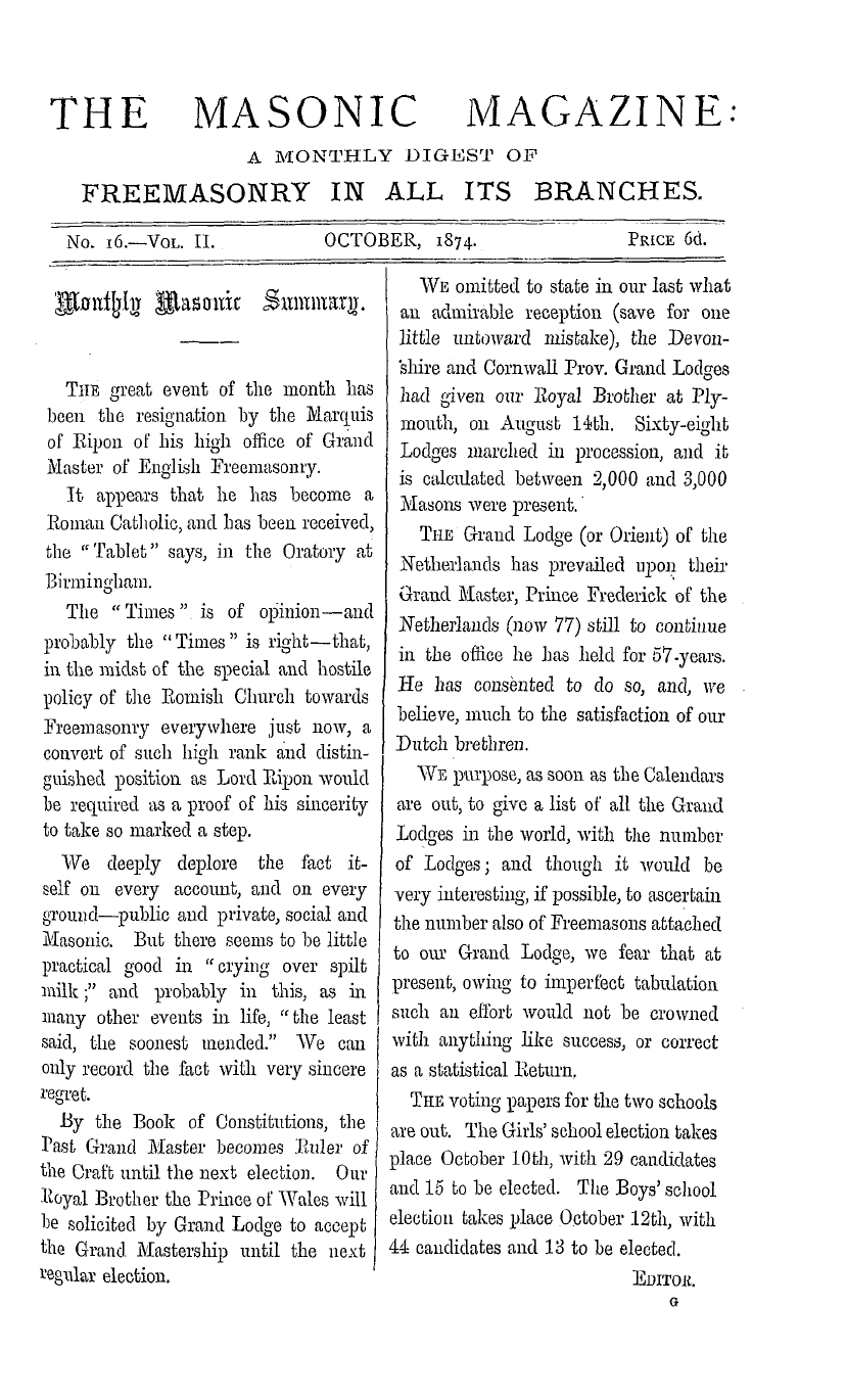 The Masonic Magazine