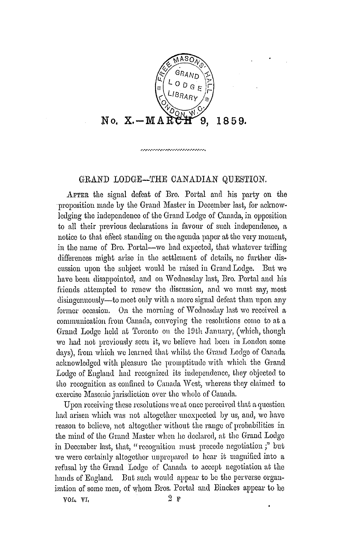 The Freemasons' Monthly Magazine