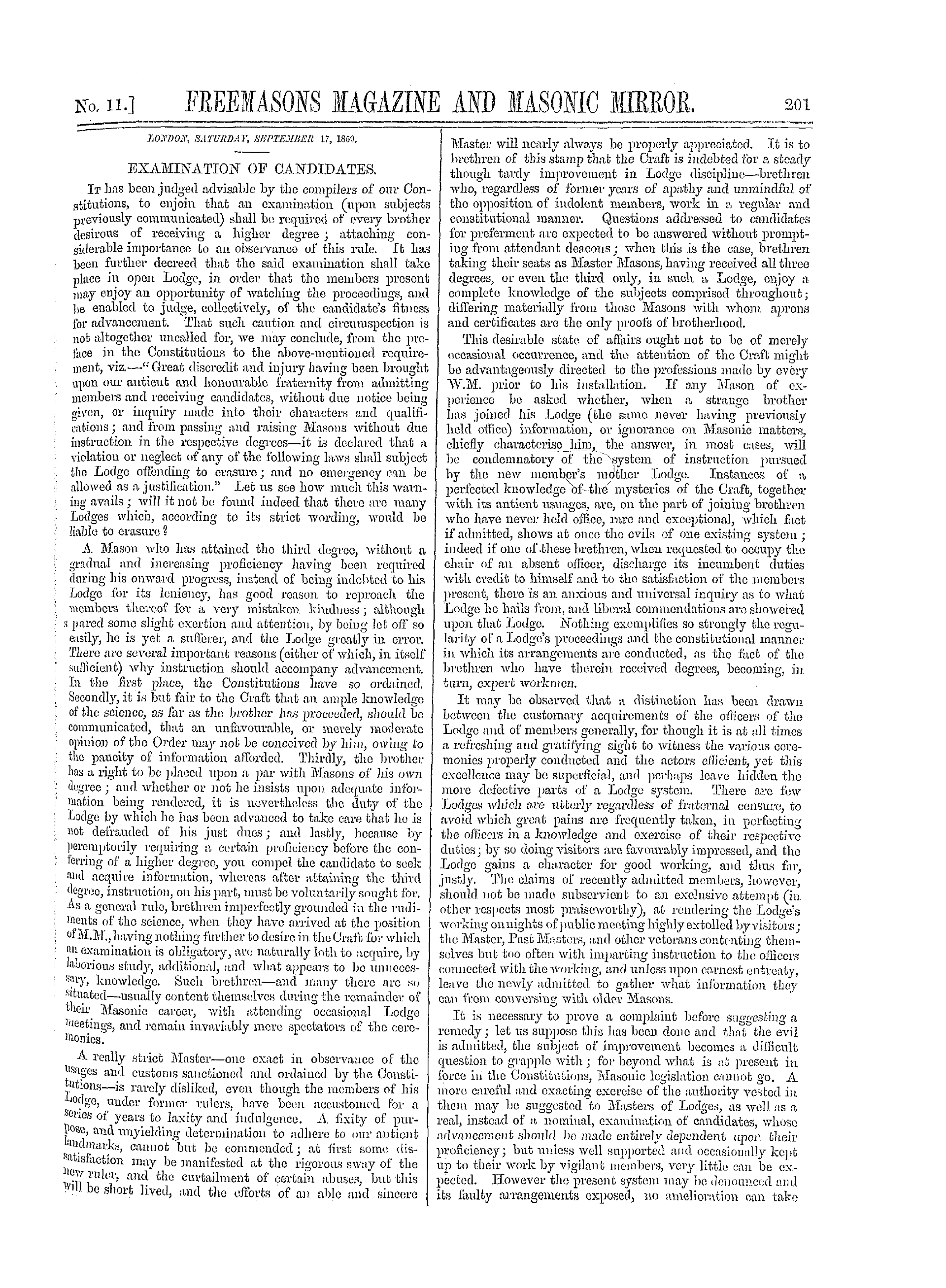The Freemasons' Monthly Magazine