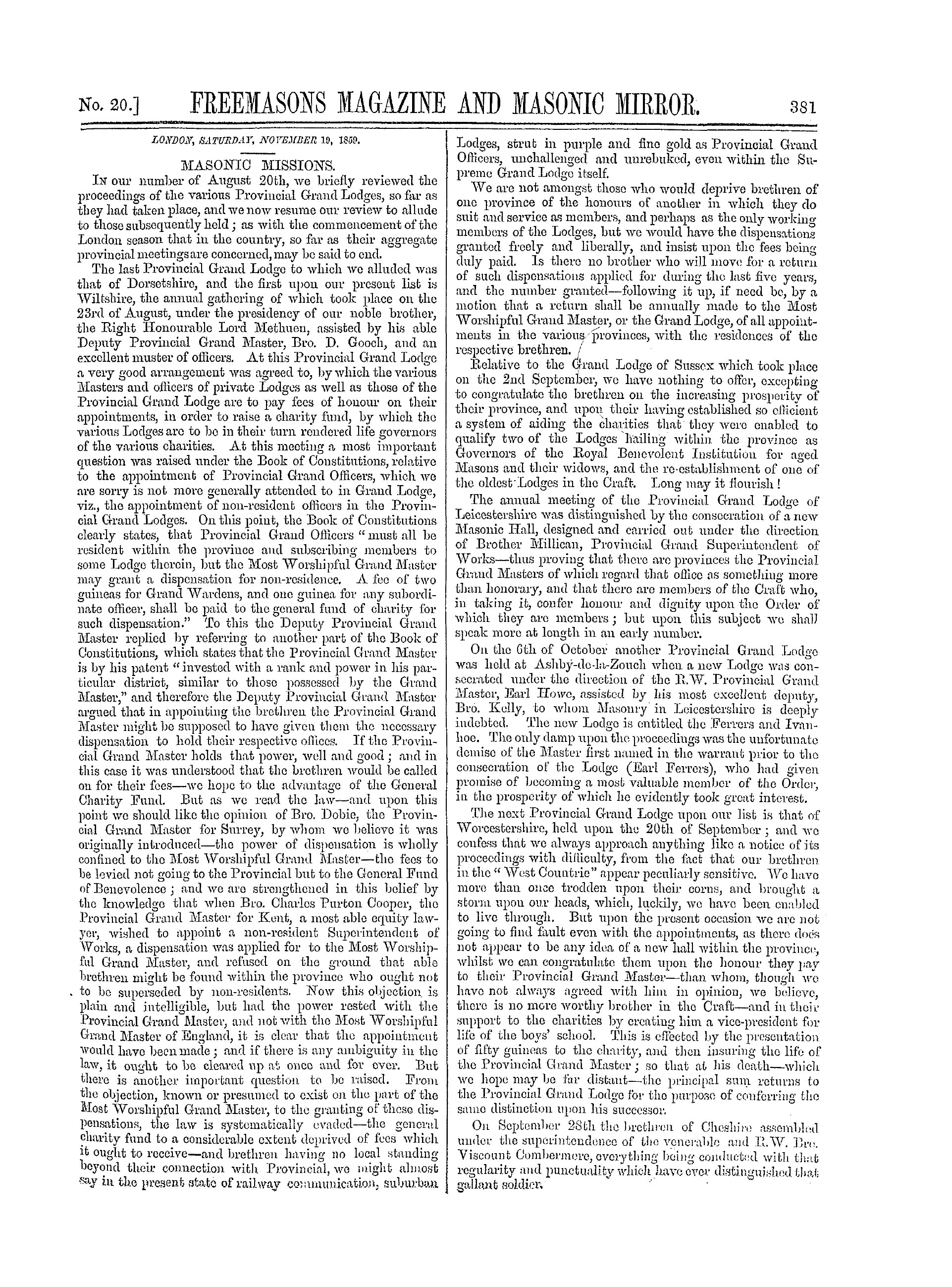 The Freemasons' Monthly Magazine