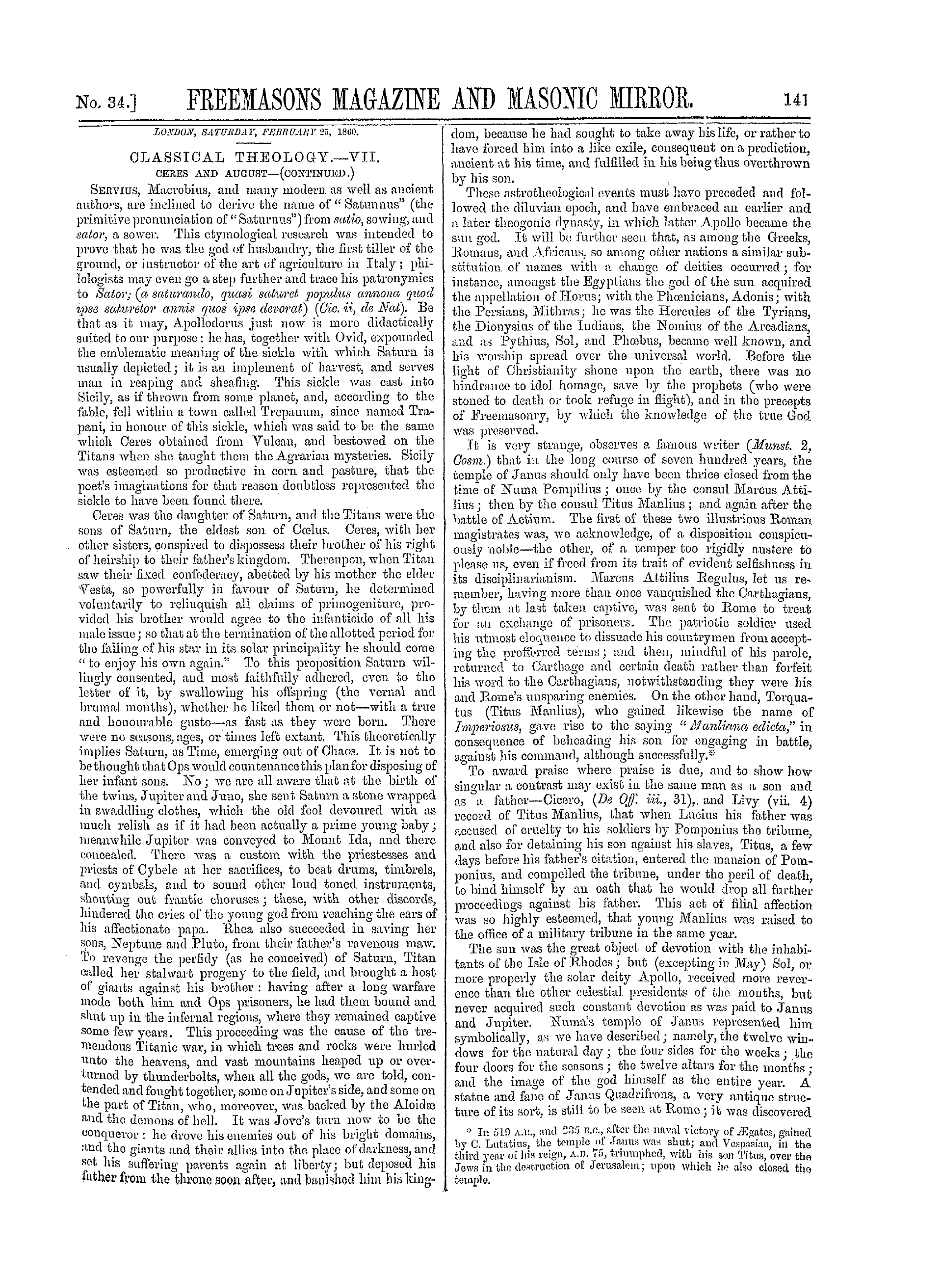 The Freemasons' Monthly Magazine