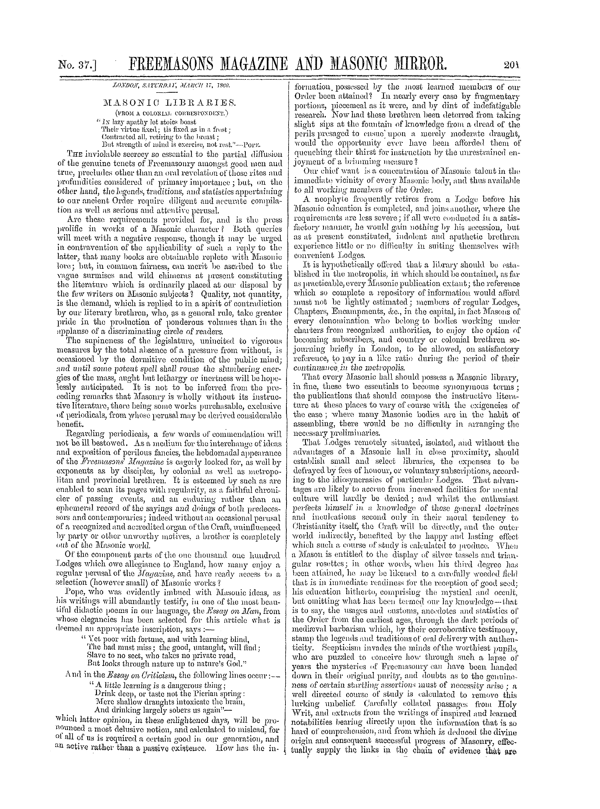The Freemasons' Monthly Magazine
