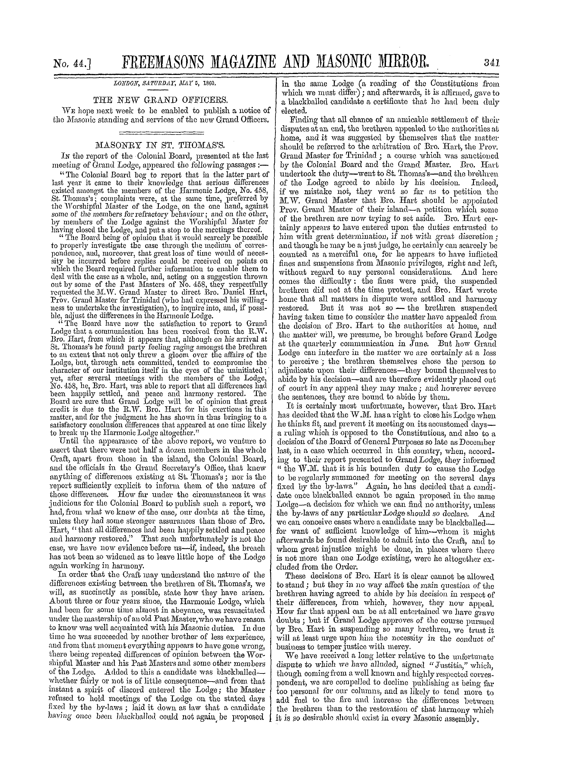The Freemasons' Monthly Magazine