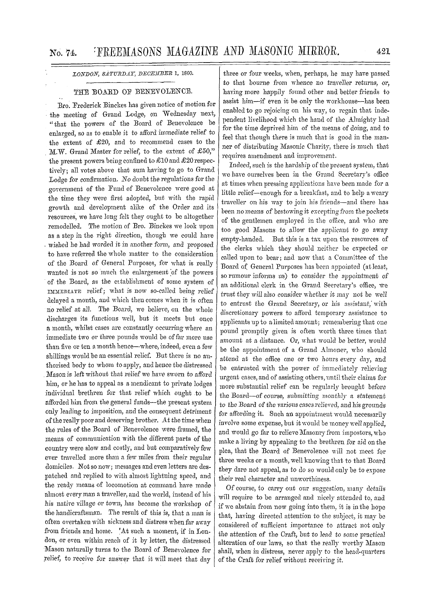 The Freemasons' Monthly Magazine