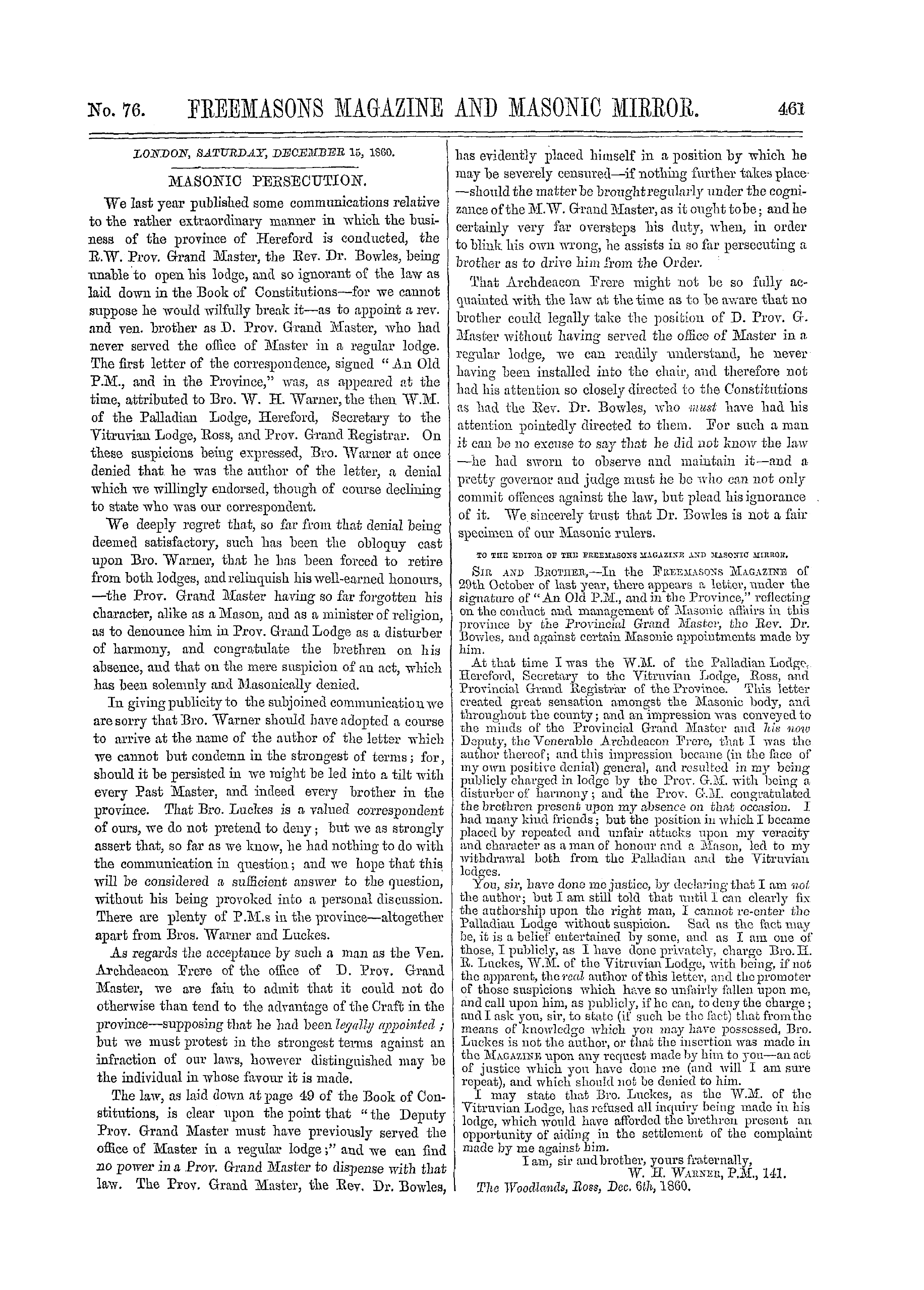 The Freemasons' Monthly Magazine