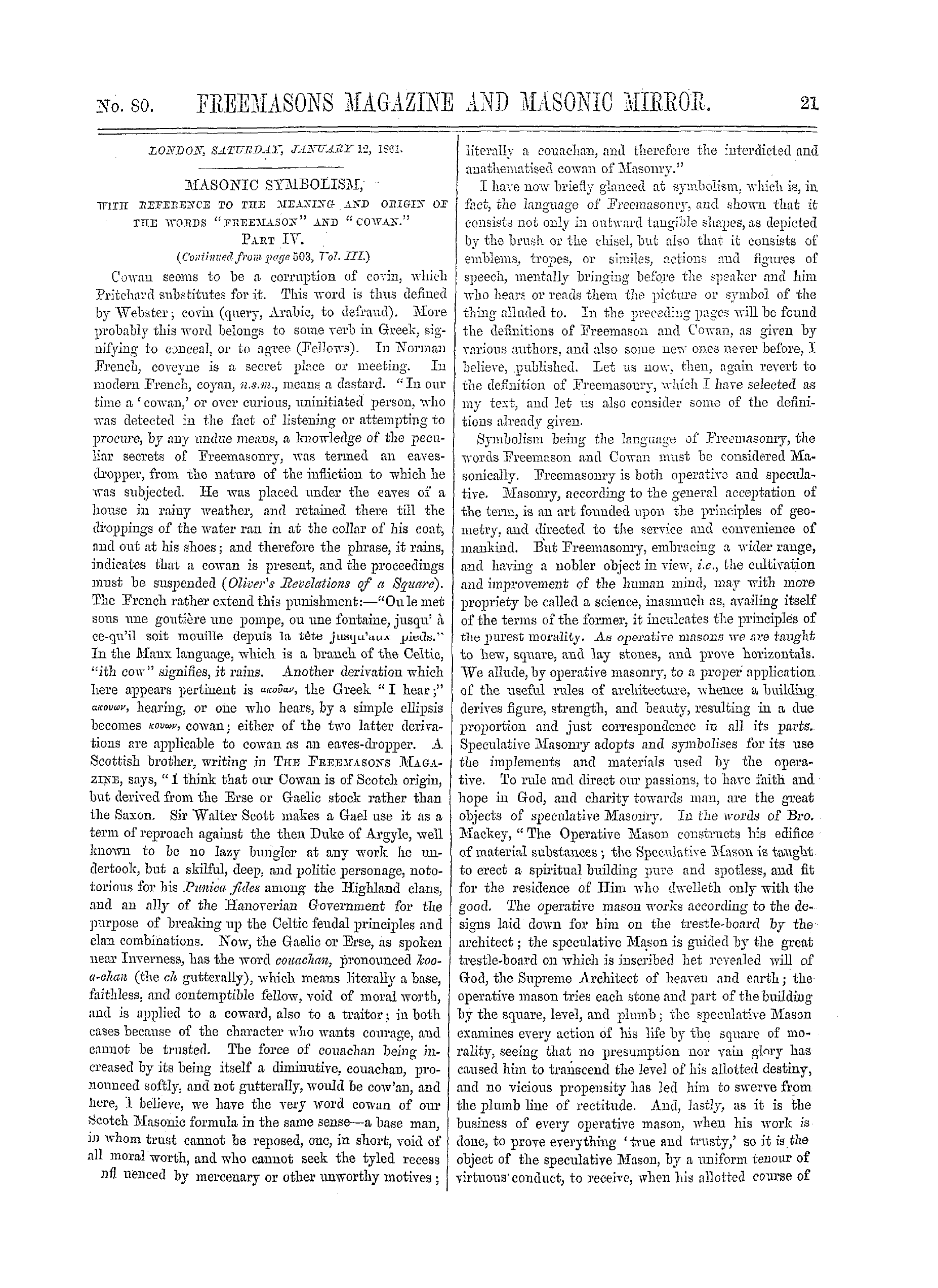 The Freemasons' Monthly Magazine