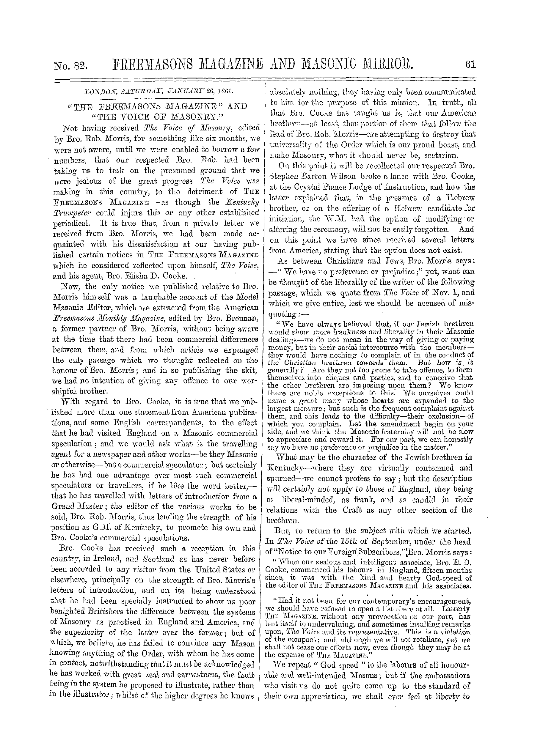 The Freemasons' Monthly Magazine