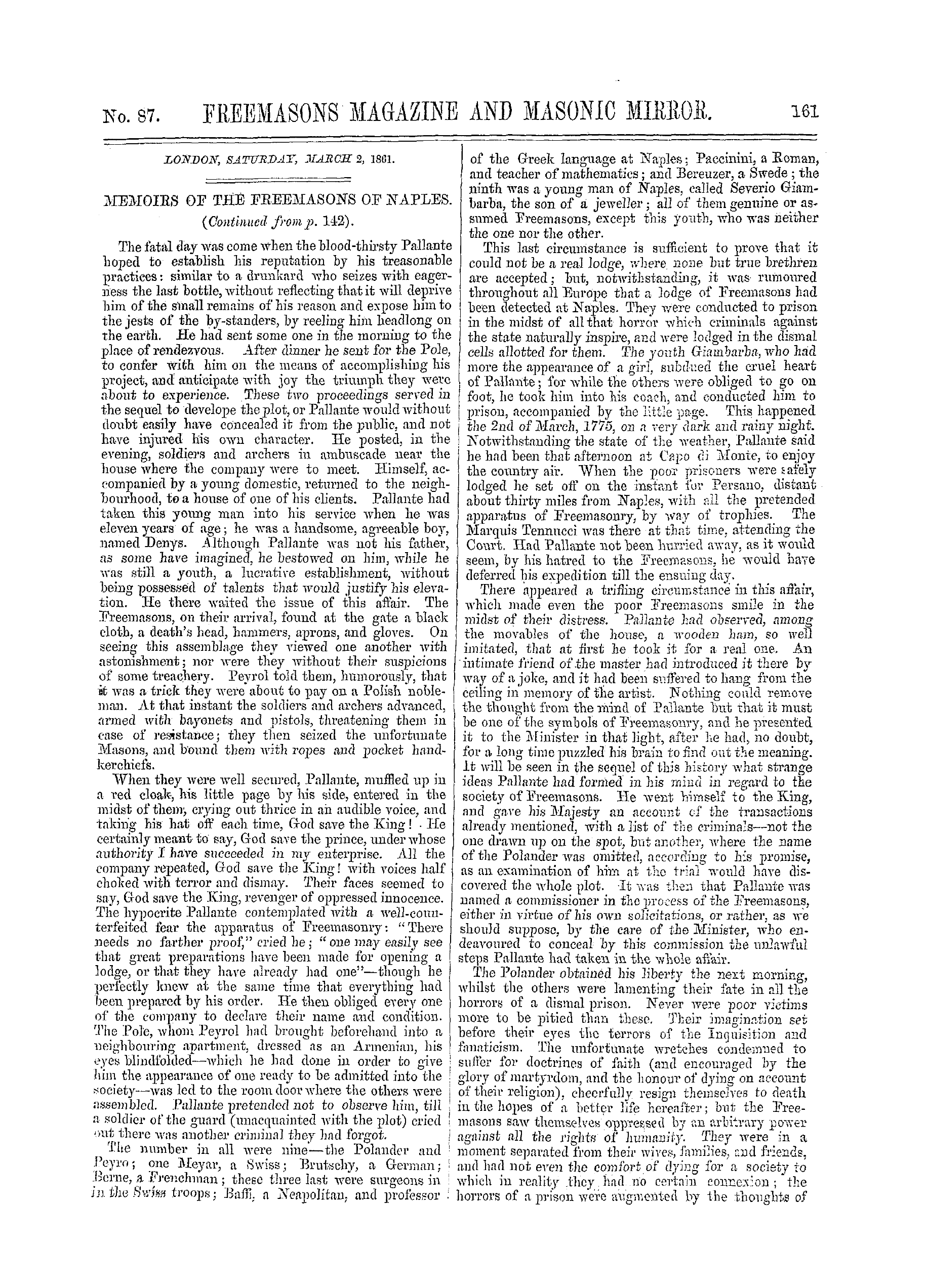 The Freemasons' Monthly Magazine