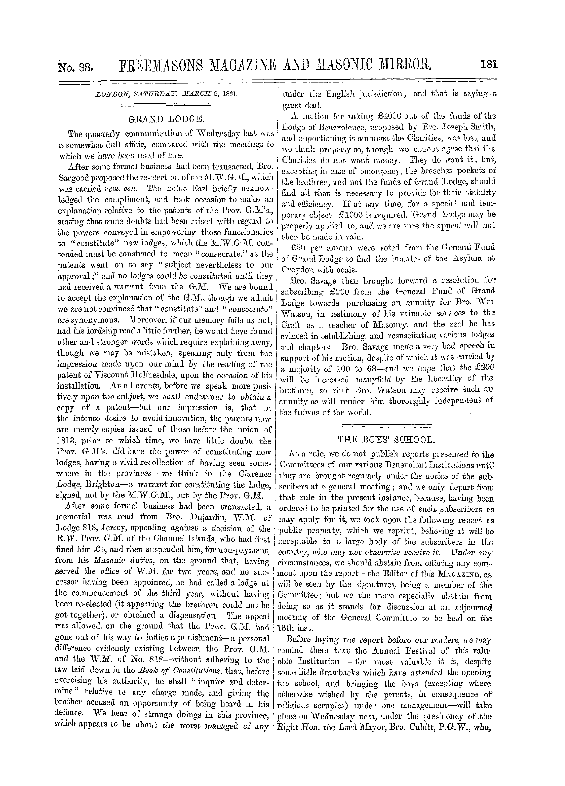 The Freemasons' Monthly Magazine