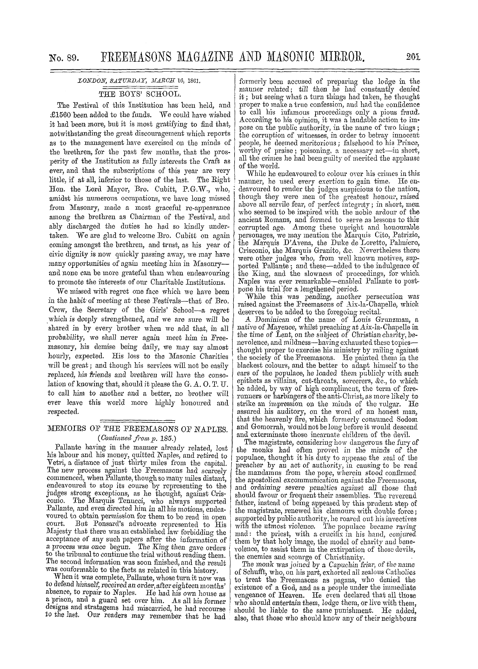 The Freemasons' Monthly Magazine