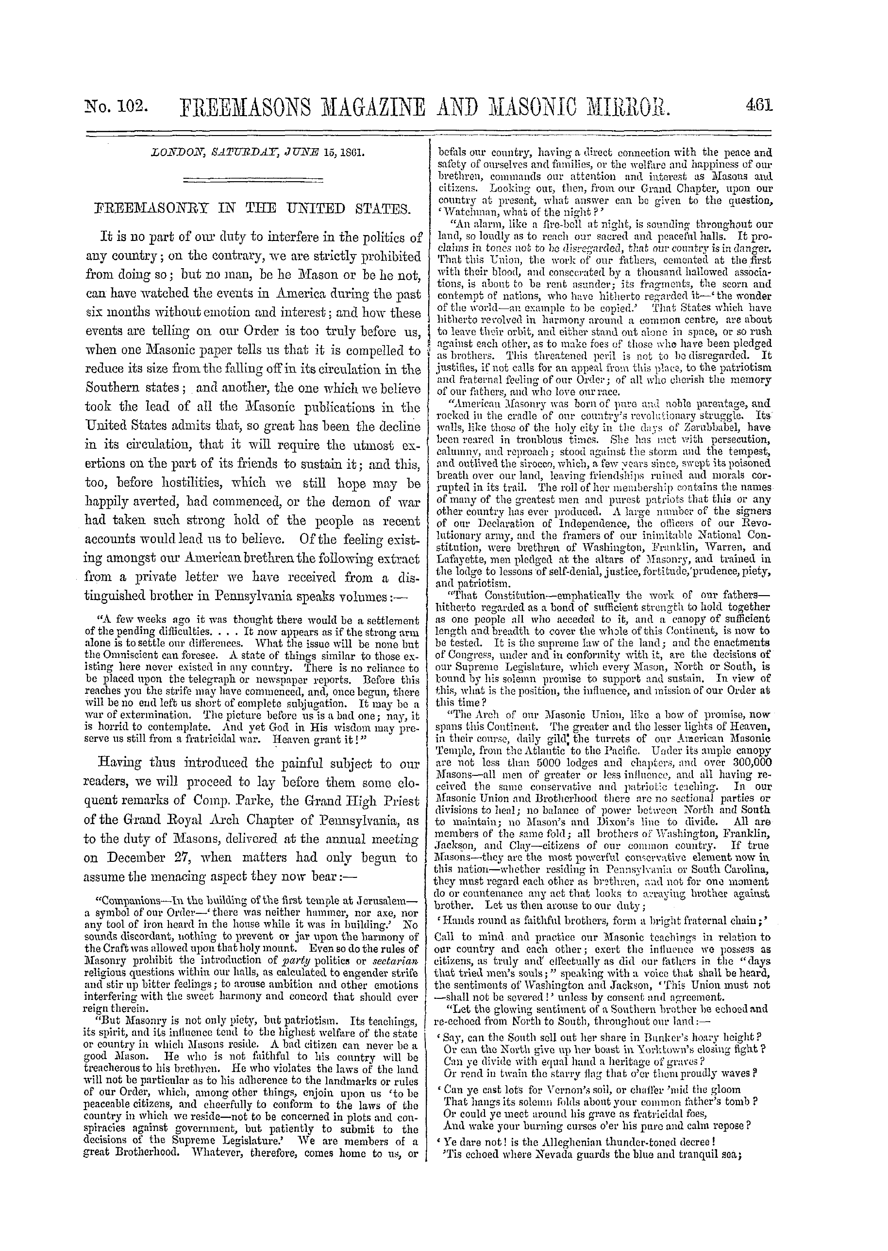 The Freemasons' Monthly Magazine