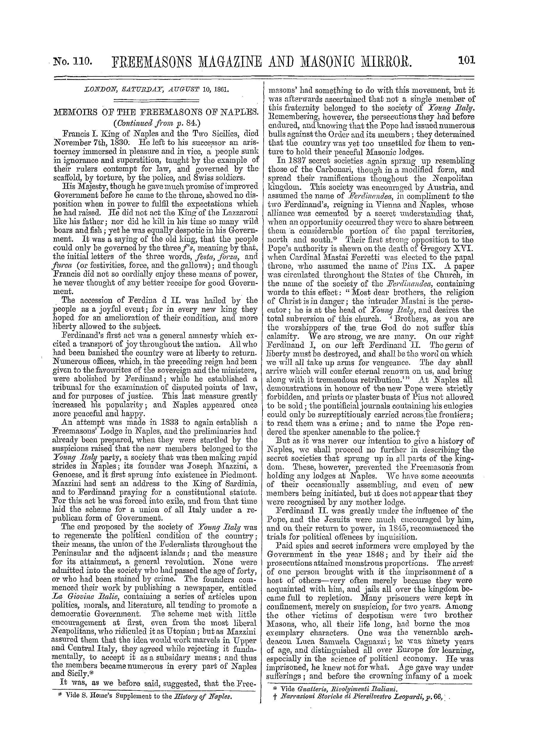 The Freemasons' Monthly Magazine