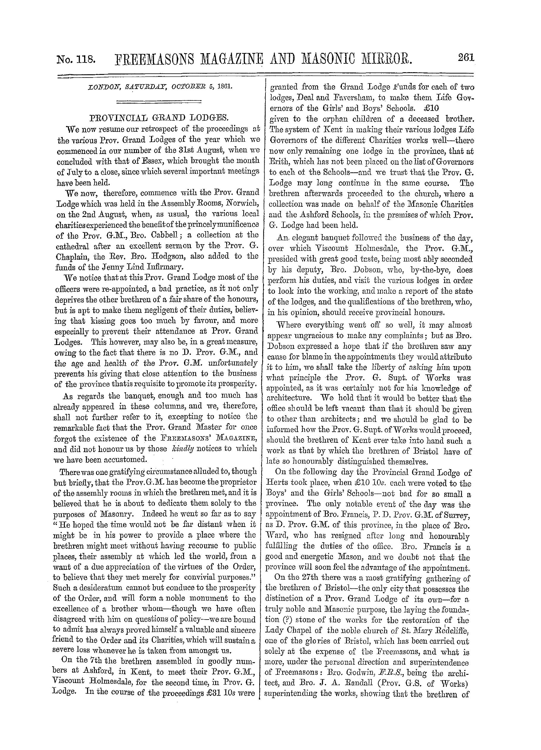 The Freemasons' Monthly Magazine