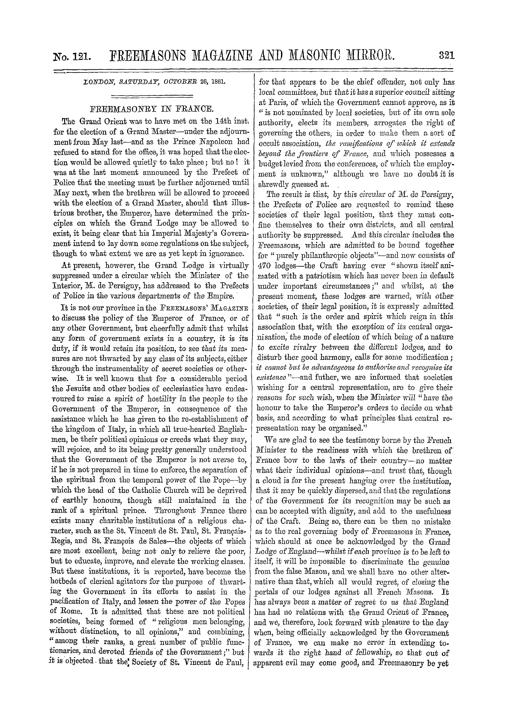The Freemasons' Monthly Magazine