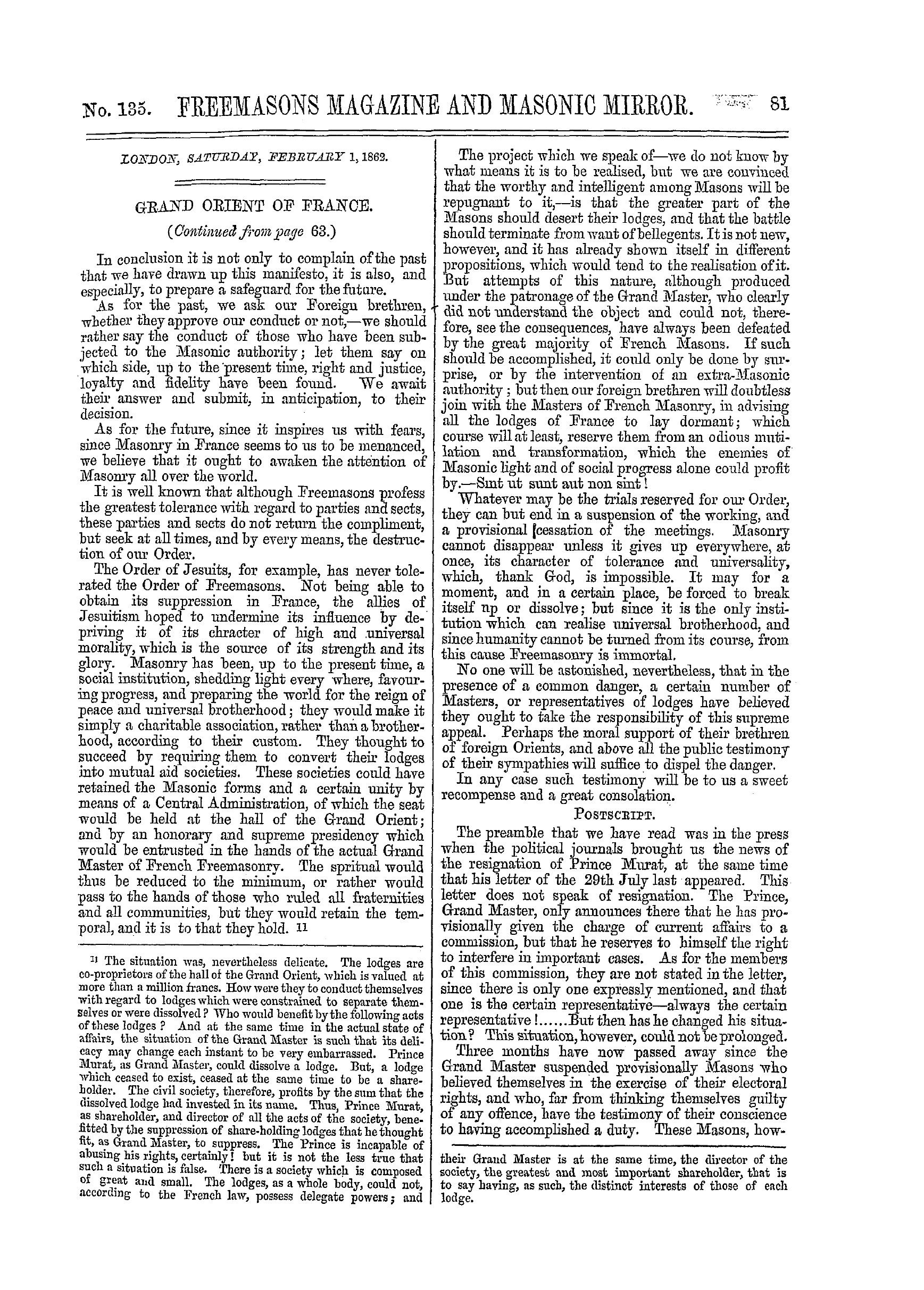 The Freemasons' Monthly Magazine