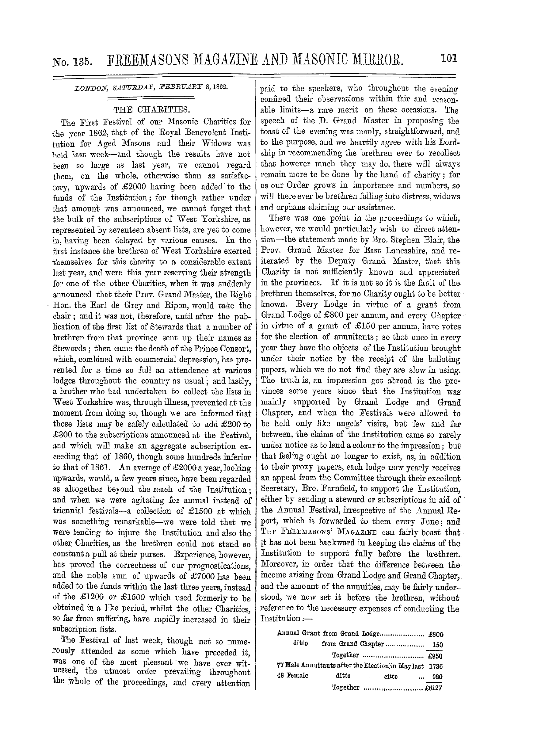 The Freemasons' Monthly Magazine