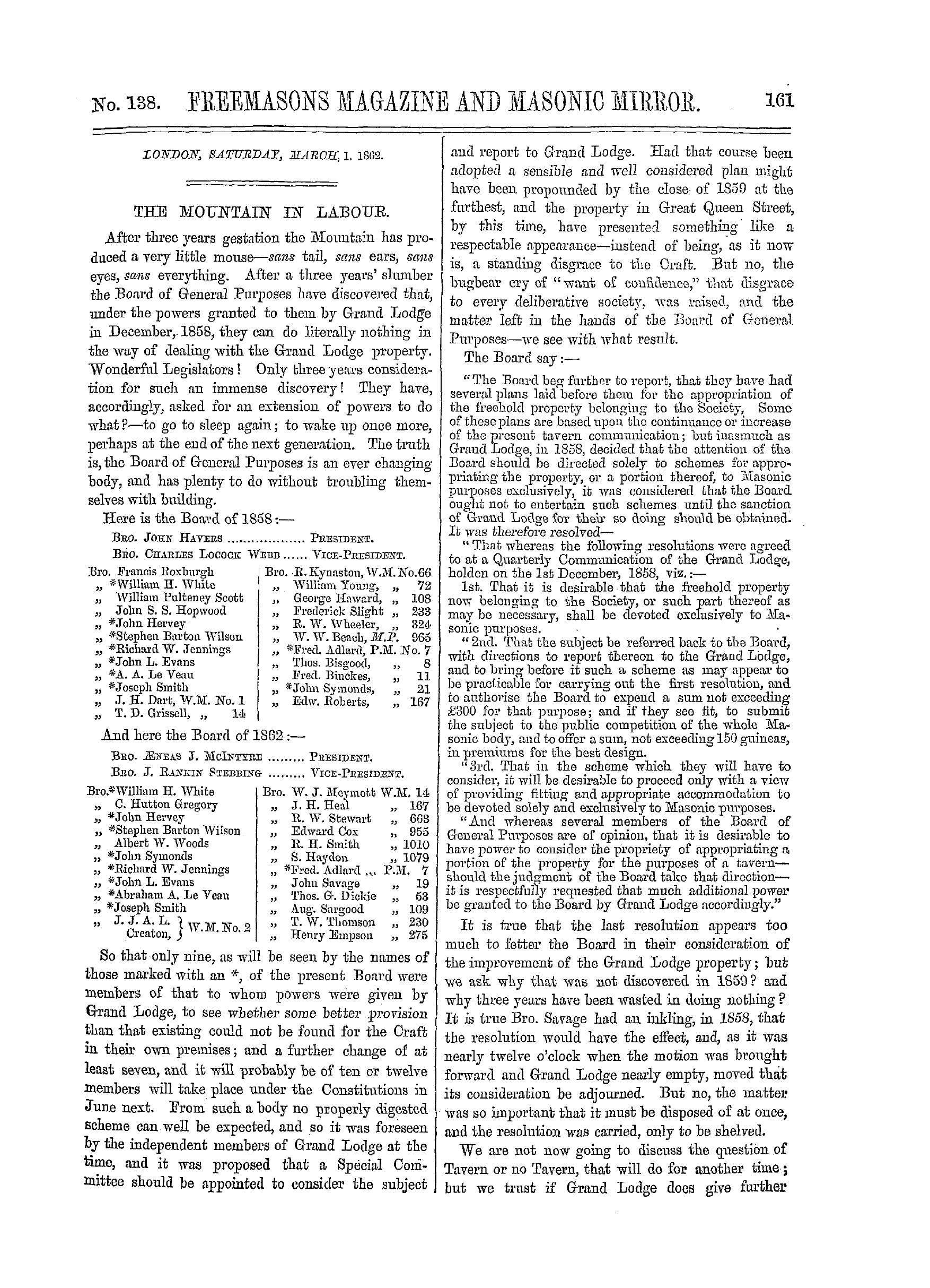 The Freemasons' Monthly Magazine