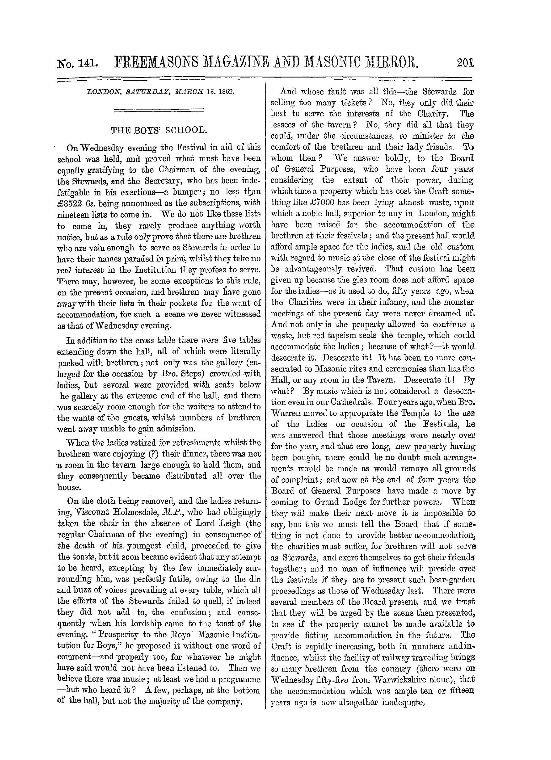 The Freemasons' Monthly Magazine