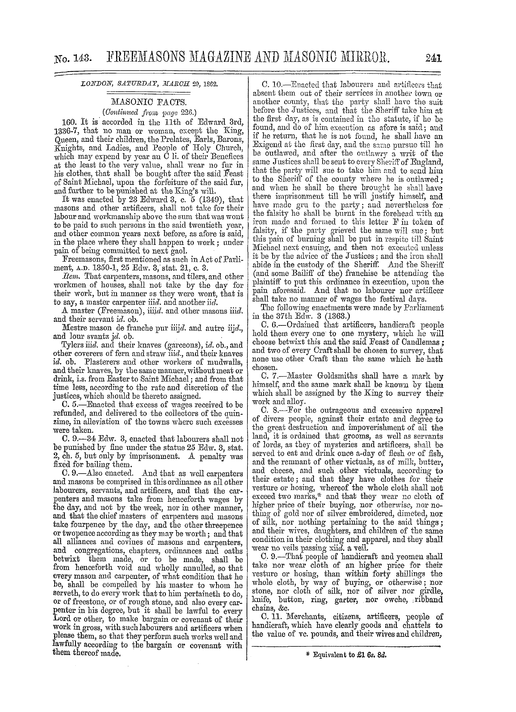 The Freemasons' Monthly Magazine
