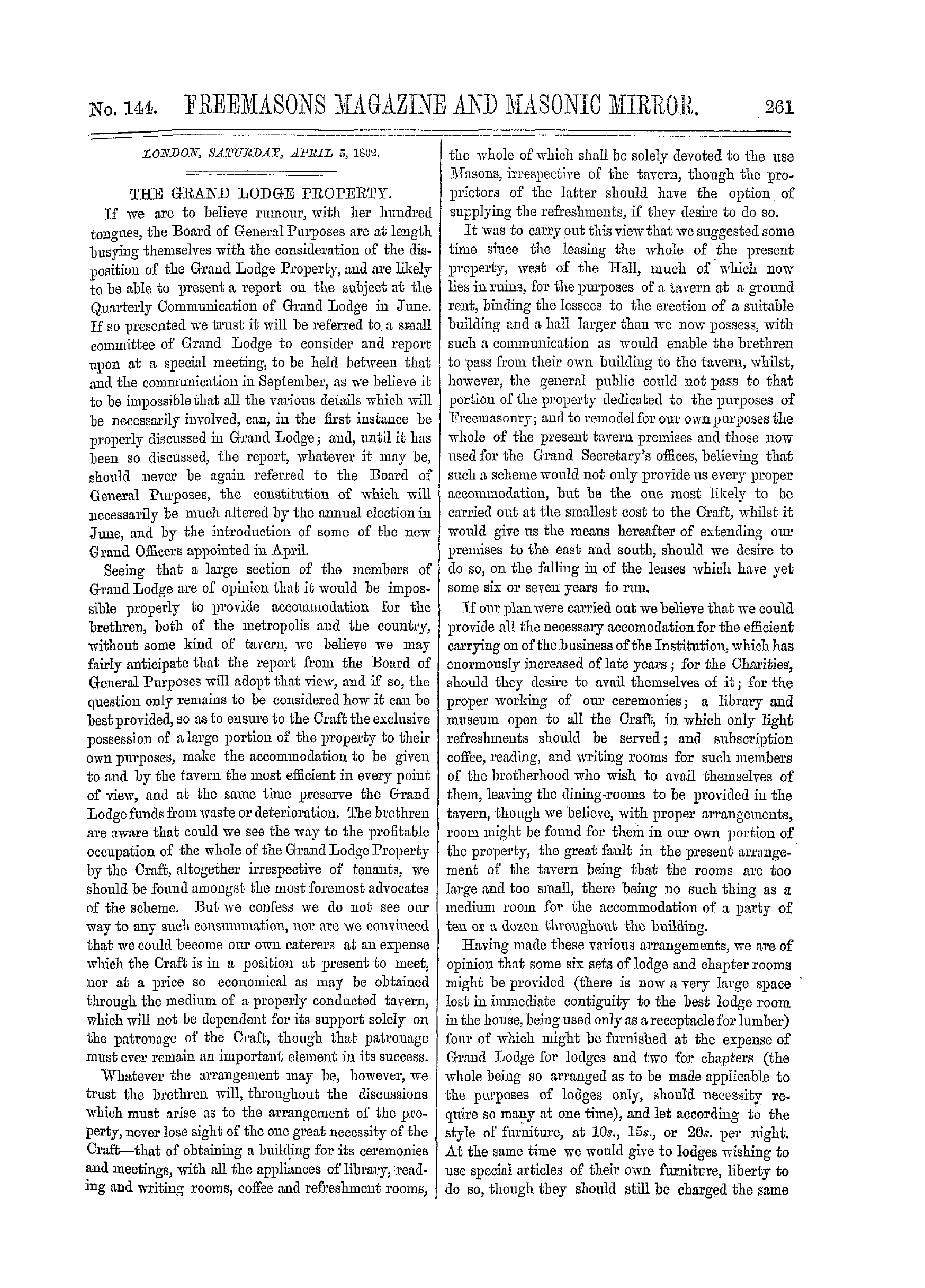 The Freemasons' Monthly Magazine