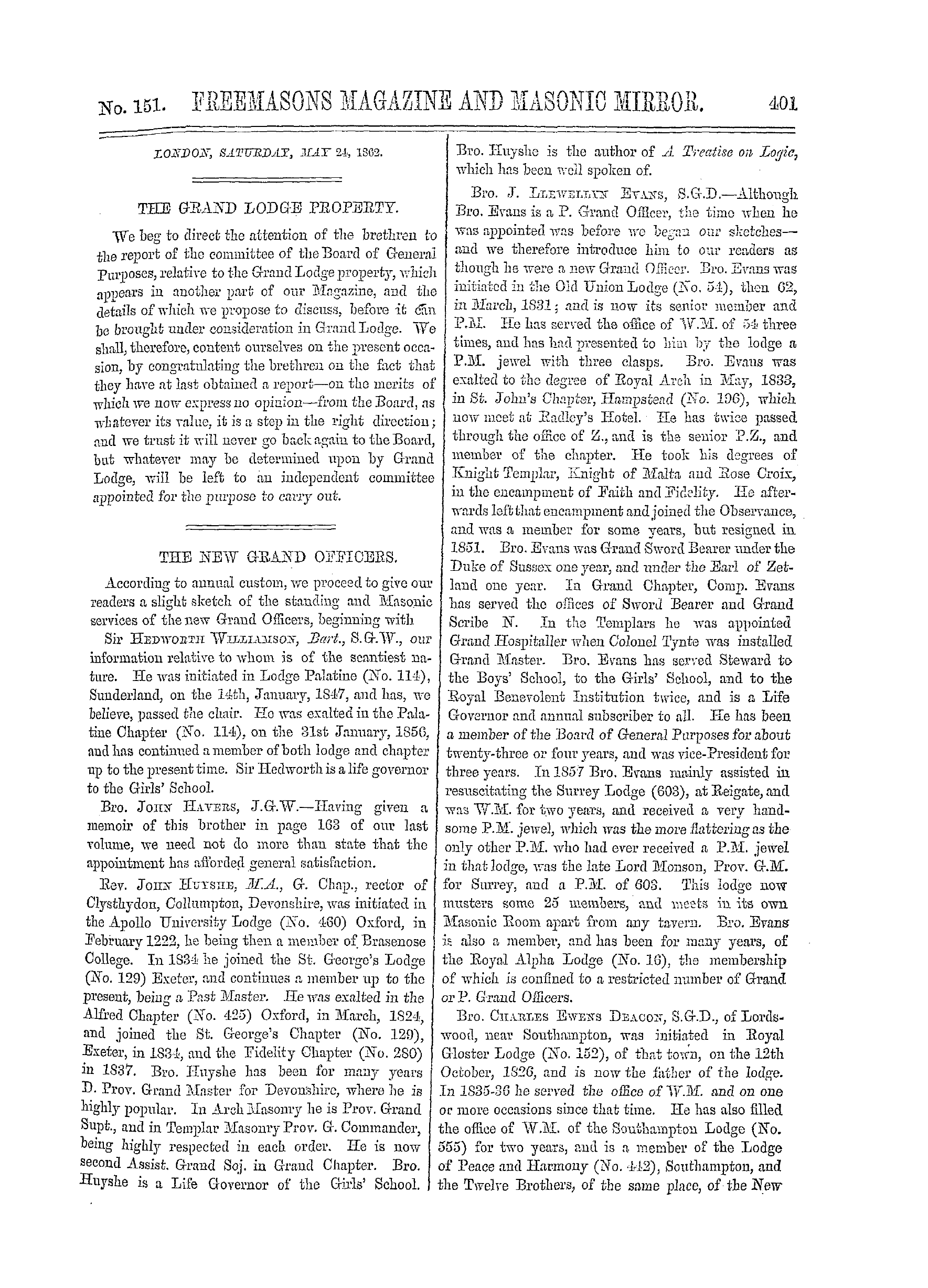 The Freemasons' Monthly Magazine